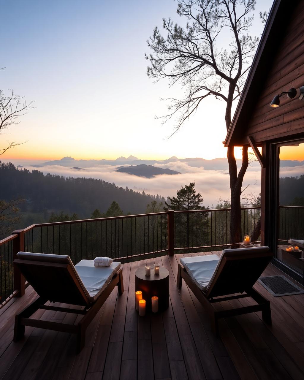 Outdoor terrace at sunset